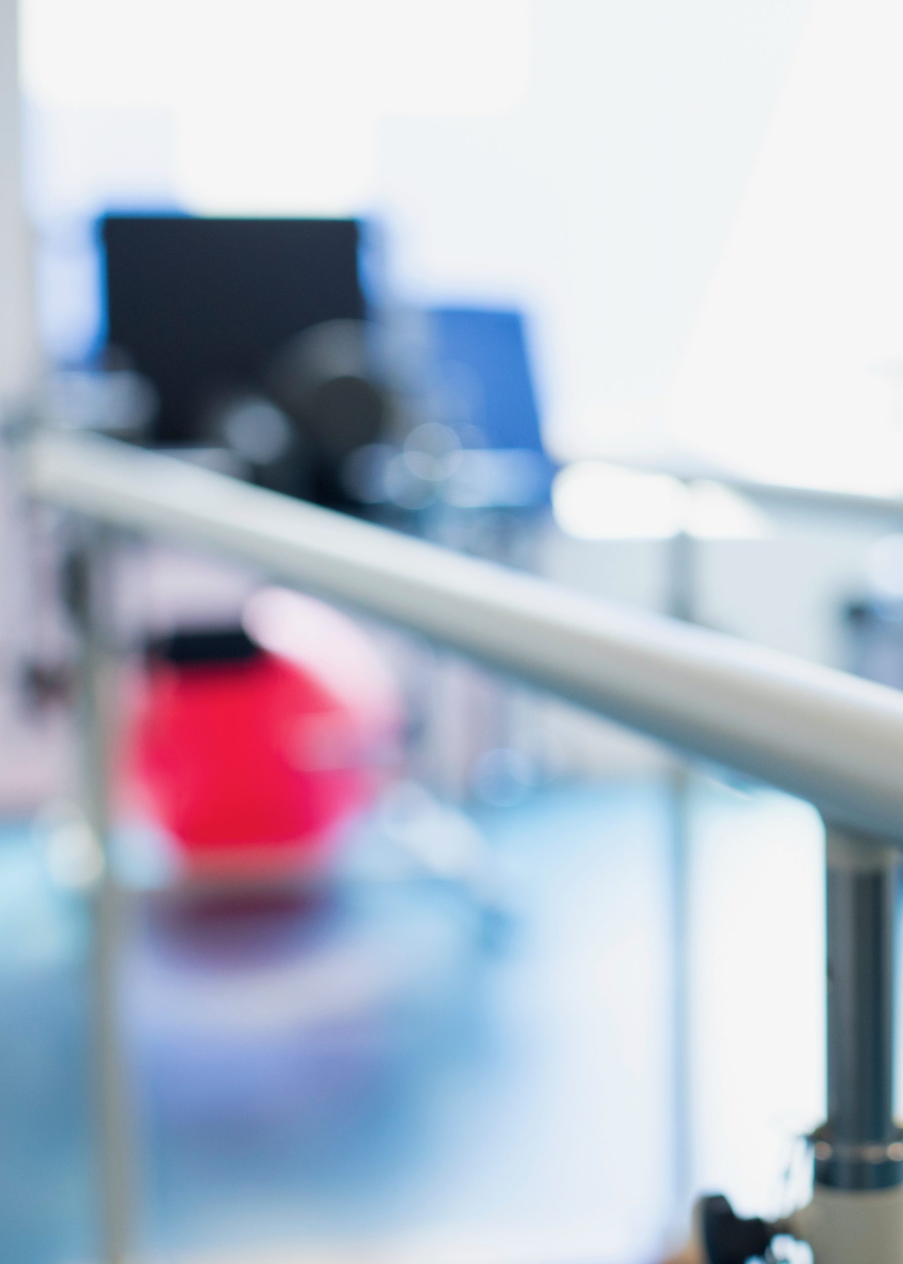 Physiotherapy room. Parallel rehabilitation bars.